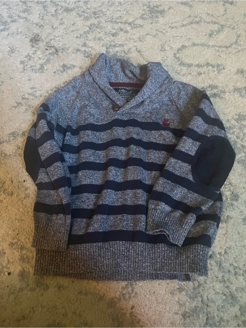 Rebel by Primark Navy & Gray Shawl Collar Striped Sweater